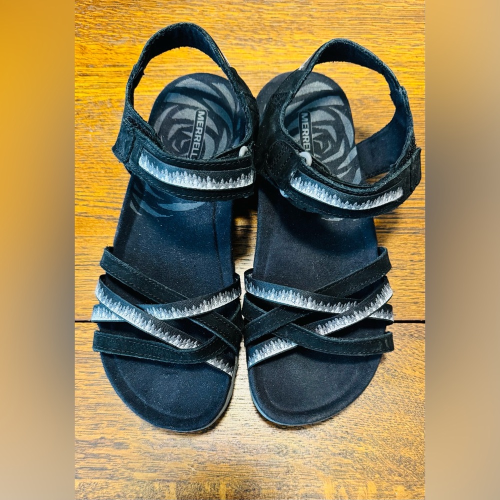 Merrell Black and Gray Strappy Sandals